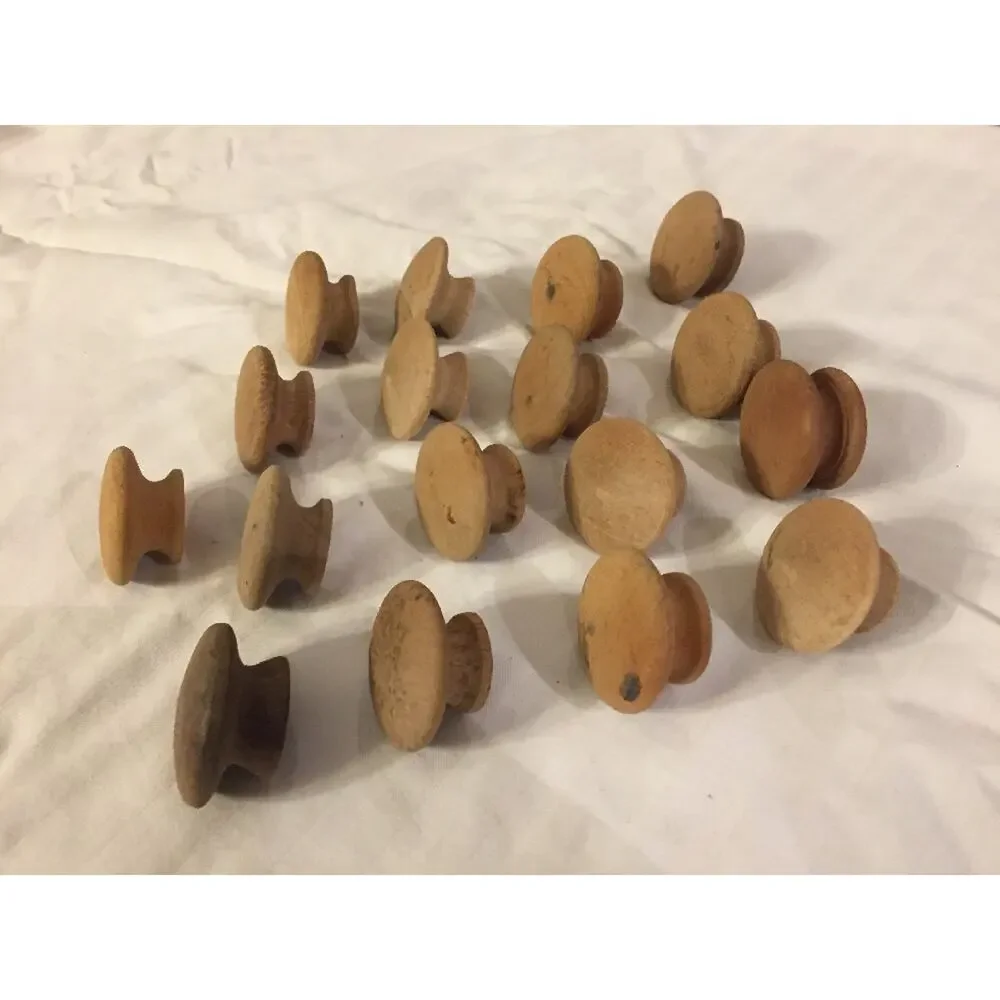 Mixed Lot 17 Unfinished Maple Wood Round Knobs Cabinet Drawer Pulls 3.75-4cm